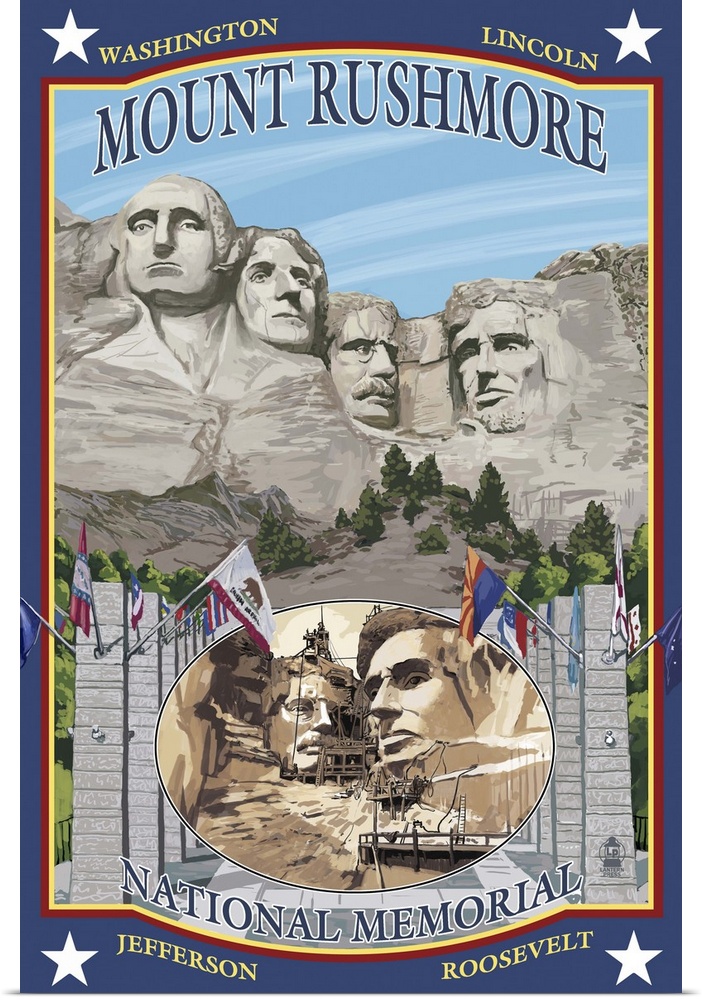 Mount Rushmore National Memorial, SD: Retro Travel Poster