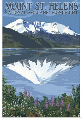 Mount St. Helens, Washington - Before and After Views: Retro Travel Poster