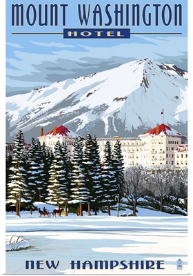 Mount Washington Hotel in Winter - Bretton Woods, New Hampshire: Retro Travel Poster