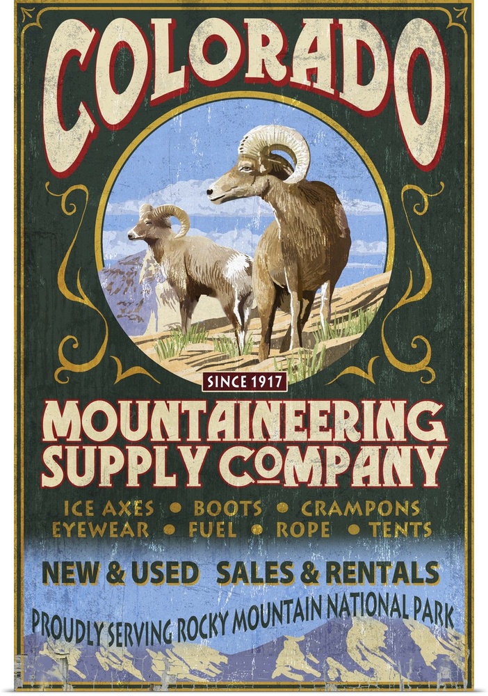 Mountaineering Supply - Rocky Mountain National Park: Retro Travel Poster