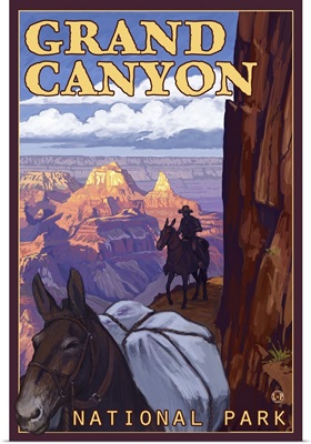 Mule Train - Grand Canyon National Park: Retro Travel Poster
