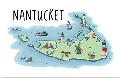 Nantucket Island - Line Drawing