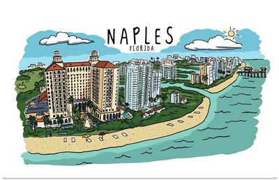 Naples, Florida - Line Drawing