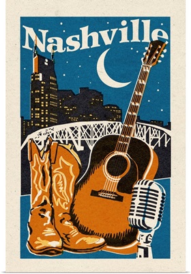 Nashville, Tennessee - Woodblock