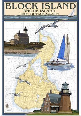 Nautical Chart, Block Island, Rhode Island