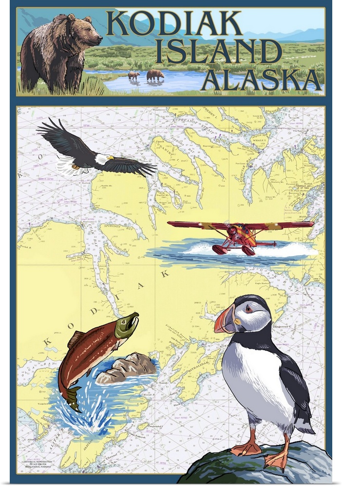 Nautical Chart, Kodiak Island, Alaska