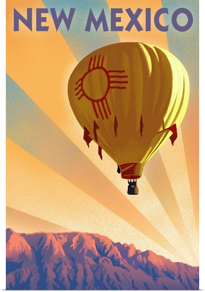 New Mexico - Hot Air Balloon - Lithography
