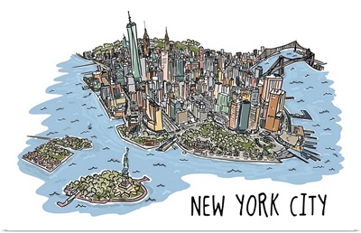 New York City, New York - Line Drawing
