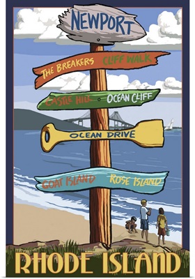 Newport, Rhode Island - Sign Destinations: Retro Travel Poster