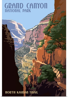 North Kaibab Trail - Grand Canyon National Park: Retro Travel Poster
