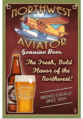 Northwest Aviator Beer: Retro Travel Poster