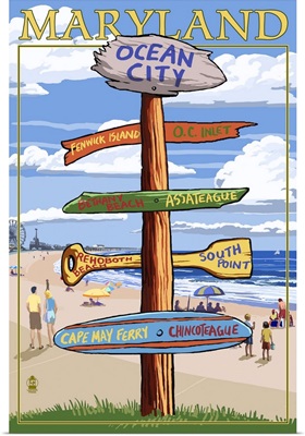 Ocean City, Maryland - Sign Destinations: Retro Travel Poster