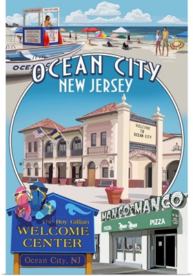 Ocean City, New Jersey - Montage: Retro Travel Poster