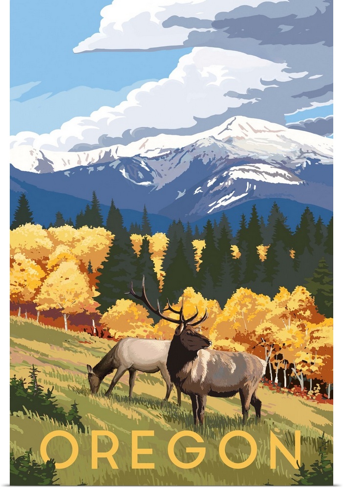 Oregon - Elk and Mountains