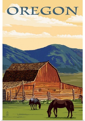 Oregon - Red Barn & Horses