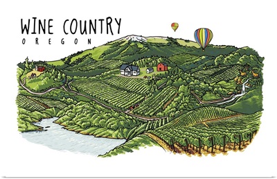 Oregon - Wine Country - Line Drawing