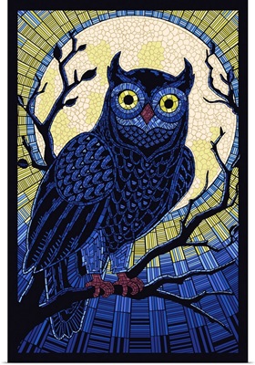 Owl - Paper Mosaic: Retro Art Poster