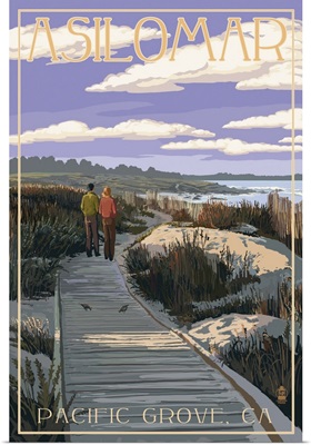 Pacific Grove, California - Asilomar Boardwalk: Retro Travel Poster