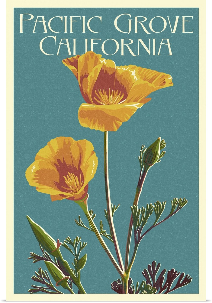 Pacific Grove, California, Poppy, Letterpress