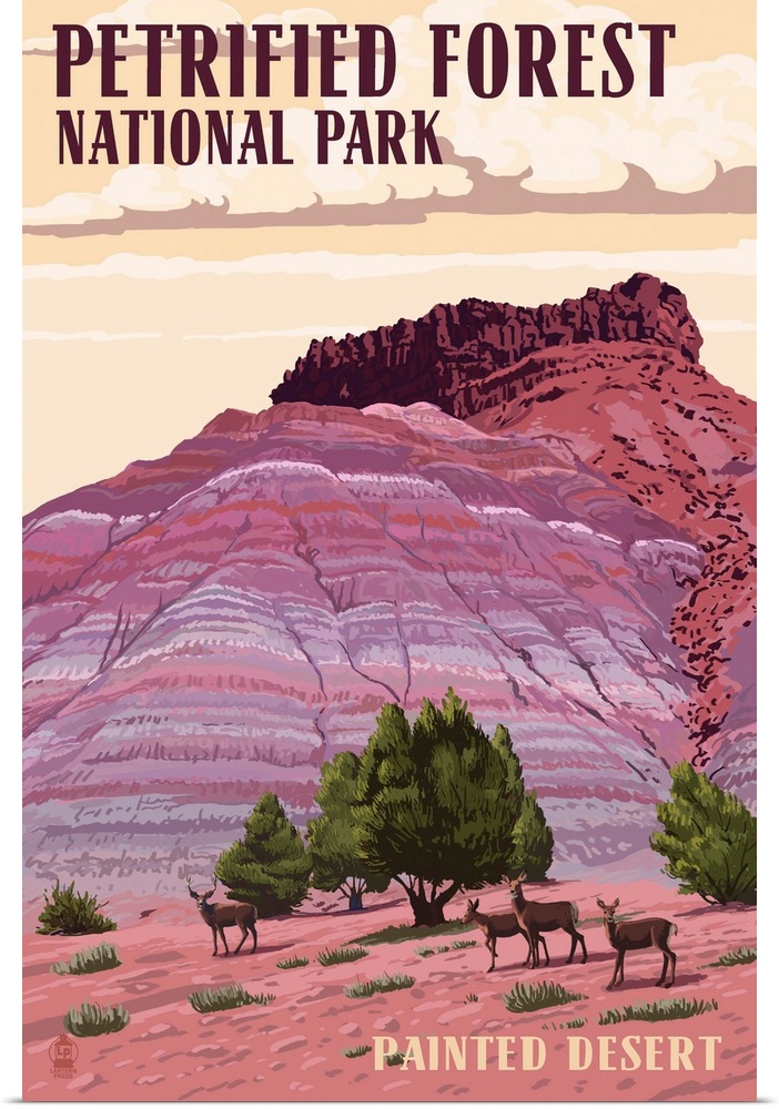 Painted Desert - Petrified Forest National Park: Retro Travel Poster