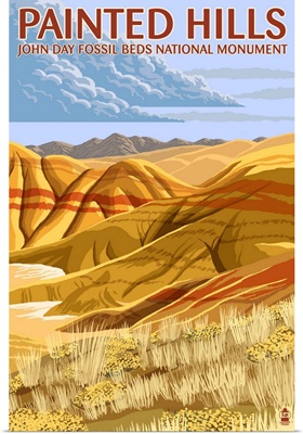Painted Hills - John Day Fossil Beds, Oregon: Retro Travel Poster