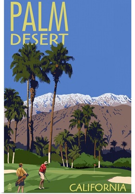 Palm Desert, California - Golfing Scene: Retro Travel Poster