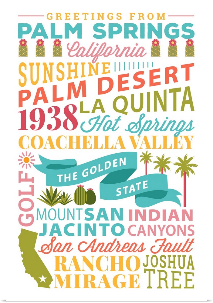 Palm Springs, California - Stacked Typography