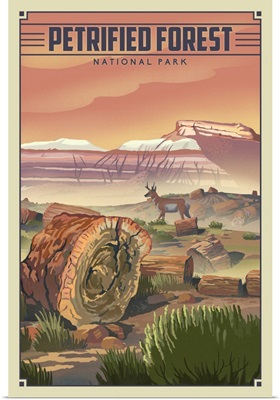 Petrified Forest National Park, Natural Landscape: Retro Travel Poster