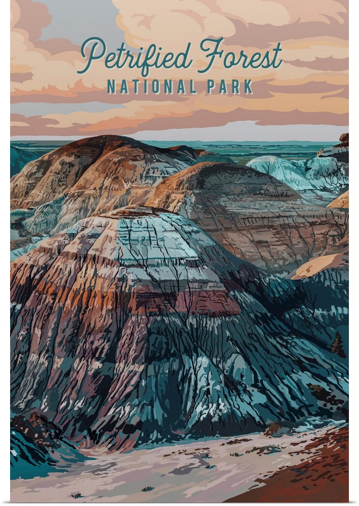 Petrified Forest National Park, Painted Desert: Retro Travel Poster