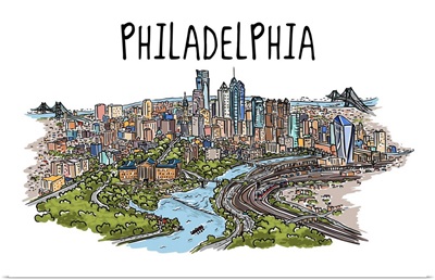 Philadelphia, Pennsylvania - Line Drawing