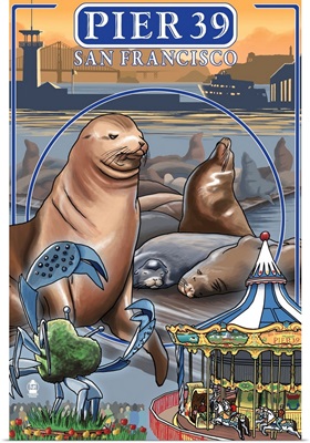 Pier 39 - San Francisco, CA: Retro Travel Poster