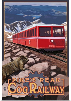 Pikes Peak Cog Railway - Swiss Locomotive: Retro Travel Poster