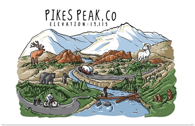 Pikes Peak, Colorado - Line Drawing