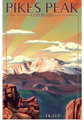Pikes Peak, Colorado - Lithograph