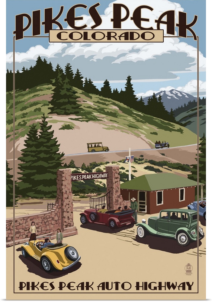 Pikes Peak Highway Gateway, Colorado: Retro Travel Poster