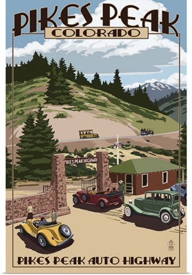 Pikes Peak Highway Gateway, Colorado: Retro Travel Poster