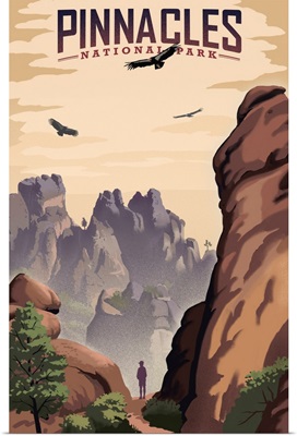 Pinnacles National Park, Hiking In The Canyon: Retro Travel Poster