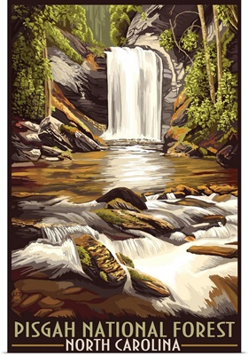 Pisgah National Forest - North Carolina: Retro Travel Poster