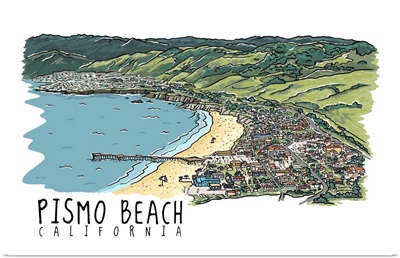 Pismo Beach, California -  Line Drawing