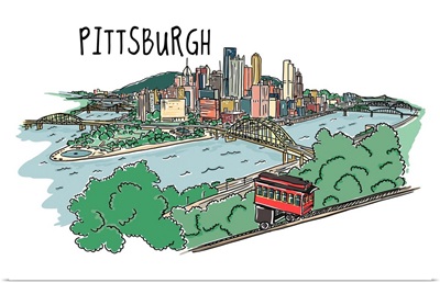 Pittsburgh, Pennsylvania - Line Drawing