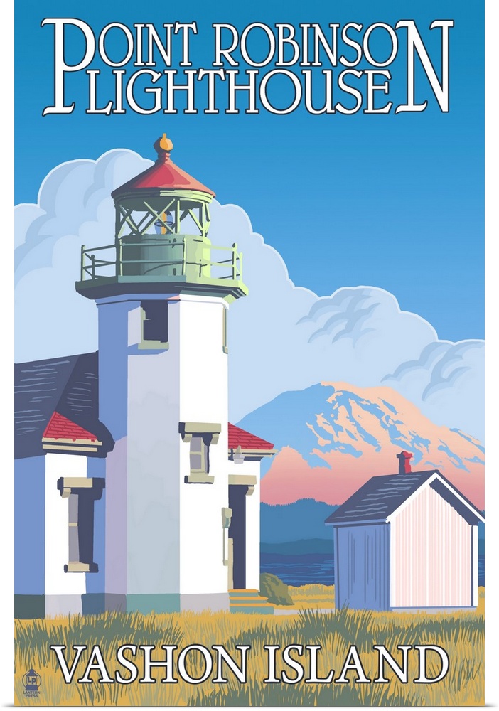 Point Robinson Lighthouse - Vashon Island, WA: Retro Travel Poster