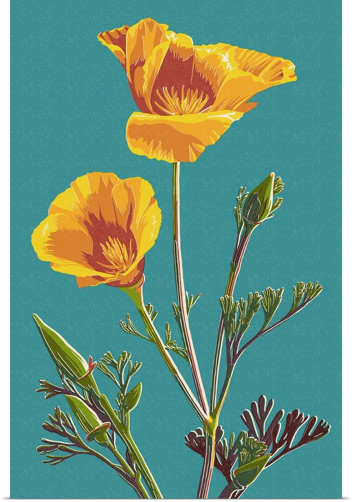 Poppy - Letterpress: Retro Art Poster
