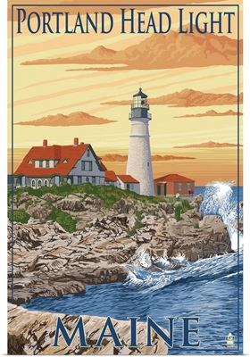 Portland Head Light - Portland, Maine: Retro Travel Poster