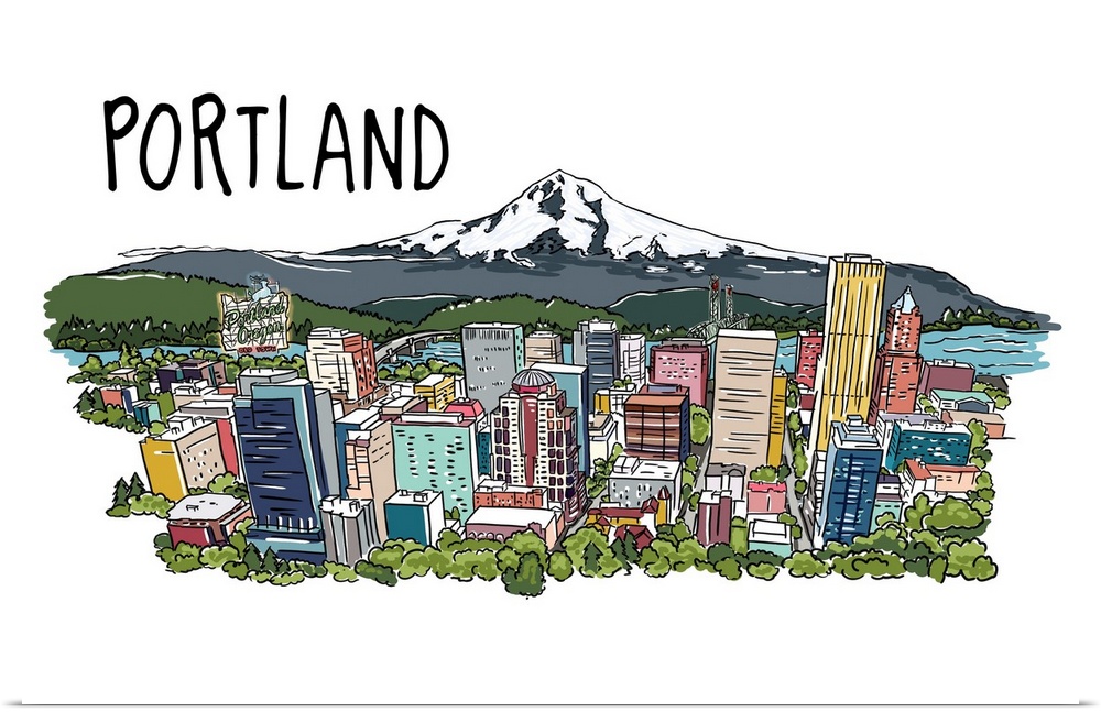 Portland, Oregon - Line Drawing