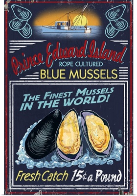 Prince Edward Island - Mussels Vintage Sign