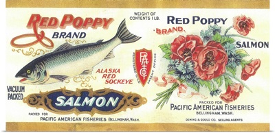 Red Poppy Salmon Can Label, Bellingham, WA