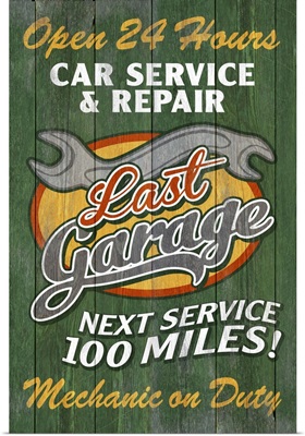 Retro Garage Ad, Vintage Wooden Sign