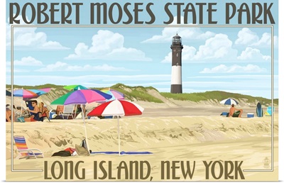 Robert Moses State Park, Long Island, New York: Retro Travel Poster