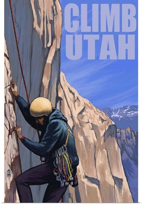 Rock Climber - Utah: Retro Travel Poster