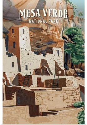 Rocky Mountain National Park, Ancient Cliff Dwellings: Retro Travel Poster